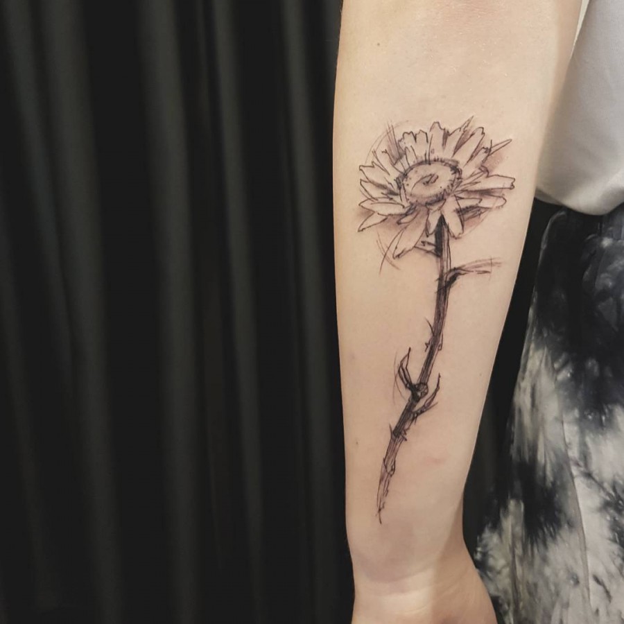 daisy sketch style tattoo by ael lim singapore