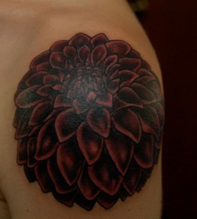 Dark red dahlia tattoo
