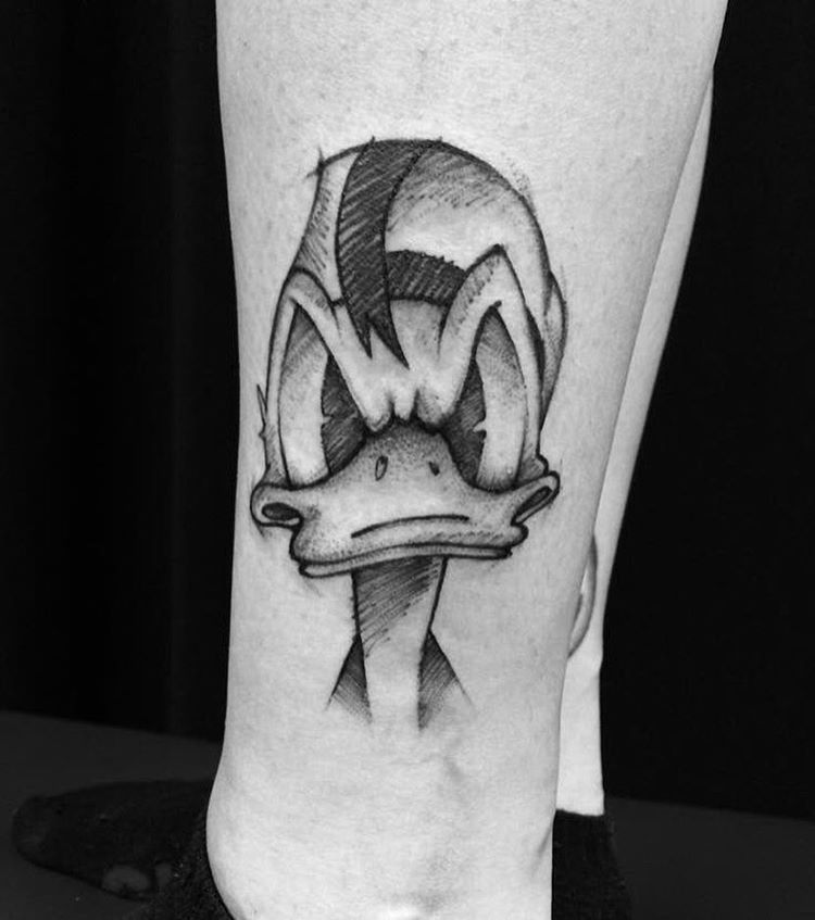 donald duck sketch style tattoo by richard blackstar