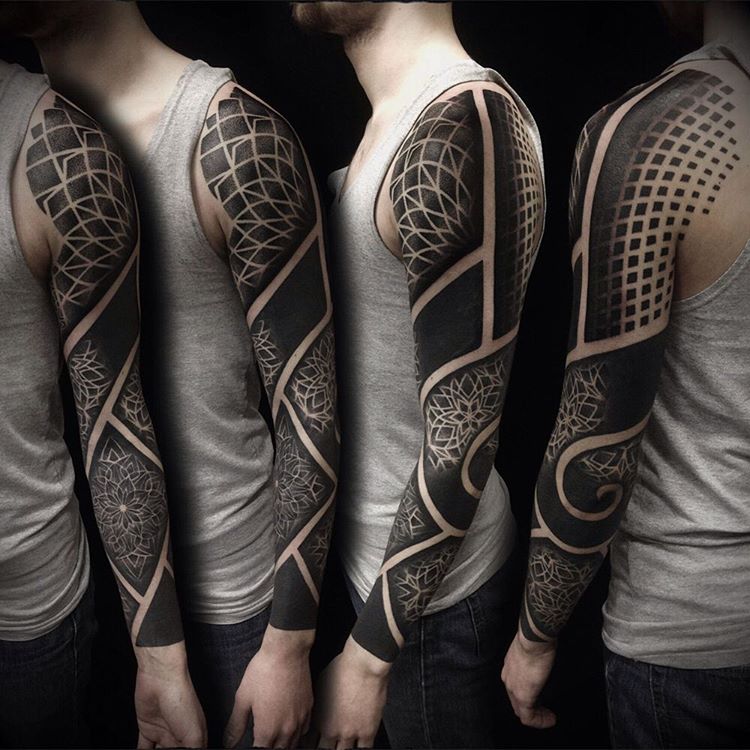 dotwork mandala tattoo sleeve by ivan_hack