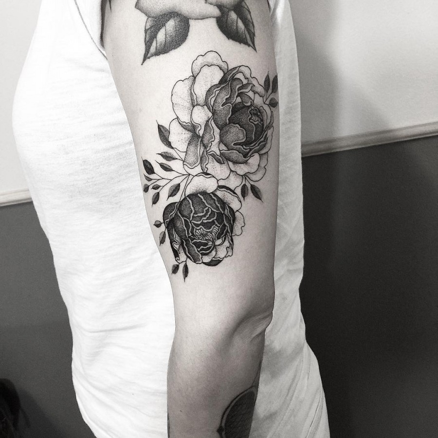 Blackwork Flower Tattoos