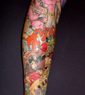 Dragon ball theme leg tattoo