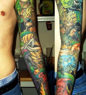 Dragonball theme full arm tattoo
