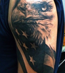 Eagle and american flag tattoo by David Allen