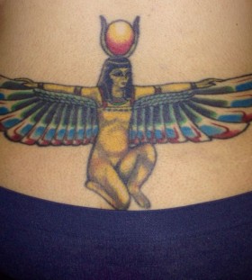 Egyptian godess back tattoo