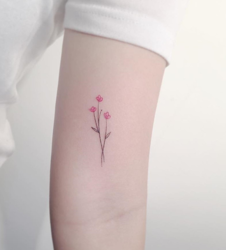 fine line flower tattoo by playground_tat2
