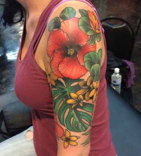 Flowers arm tattoo by Amanda Leadman