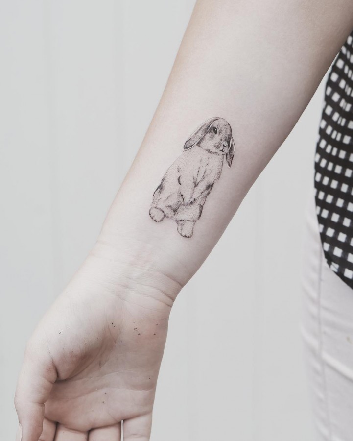 fluffy bunny tattoo by tritoan_seventhday