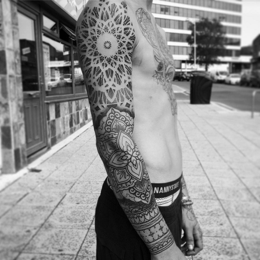 full sleeve tattoo by mckenzietattooer