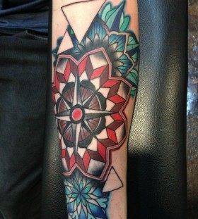 Geometric compass tattoo by Amanda Leadman