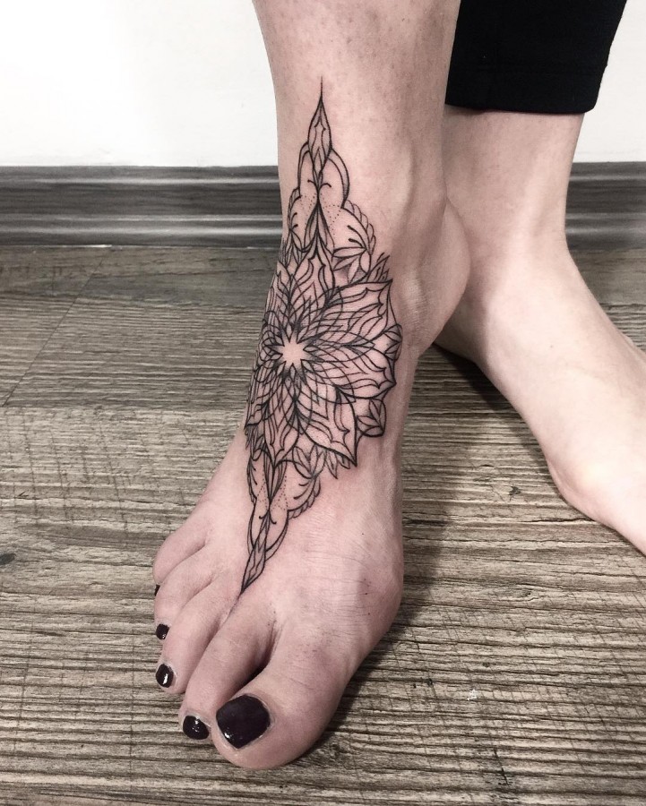geometric foot tattoo by dasha_sumtattoo