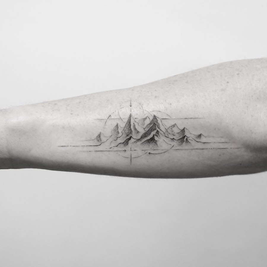 geometric mountains tattoo
