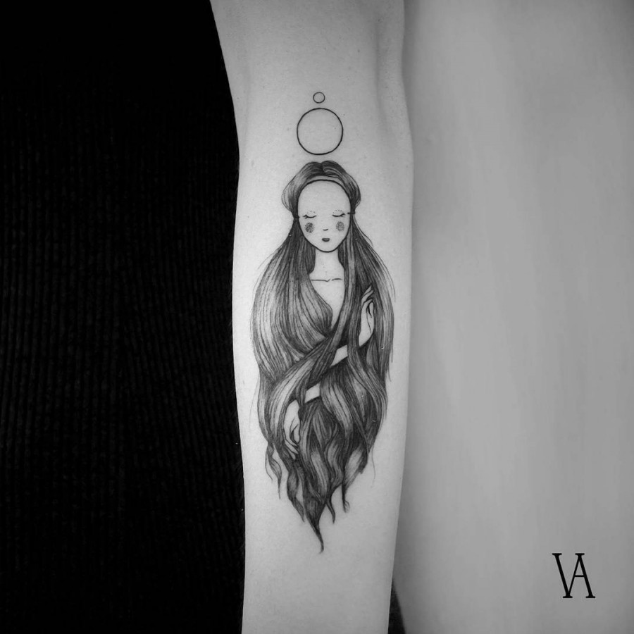girl tattoo by violeta.arus