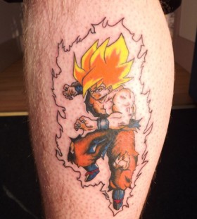 Goku super saiyan leg tattoo