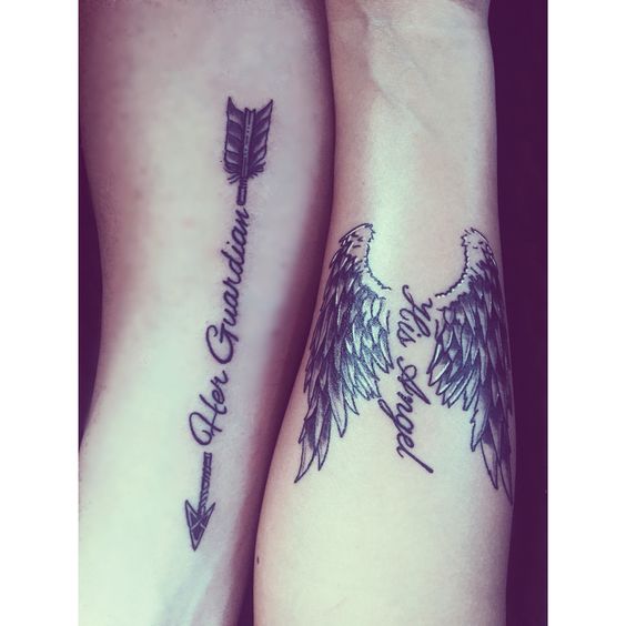 Her guardian His angel couple tattoo