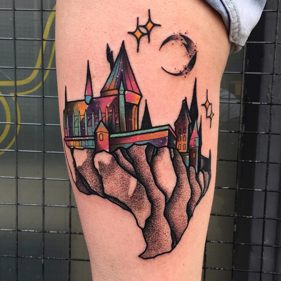 hogwarts tattoo by littleandytattoo