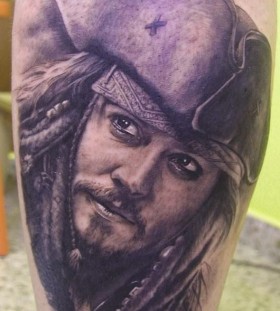 Jack Sparrow portrait tattoo by Xavier Garcia Boix