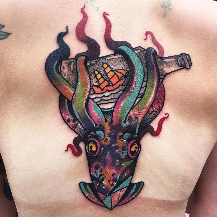 kraken tattoo by littleandytattoo