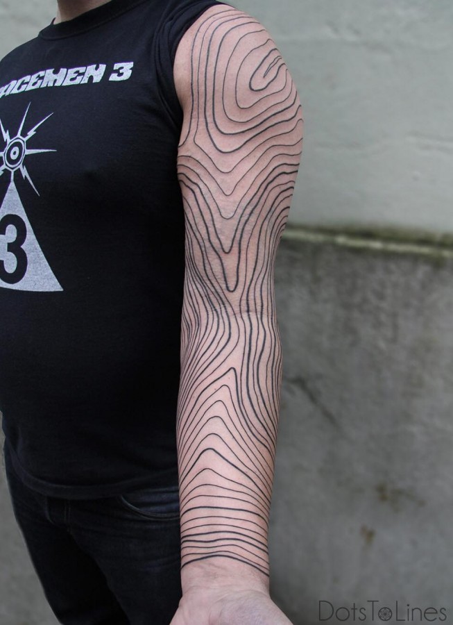 line work tattoo sleeve tattoo by dotstolines