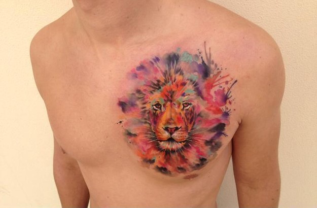 Lion Watercolor tattoo