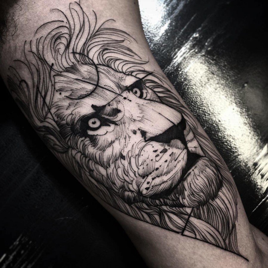 lion sketch style tattoo by fredao oliveira