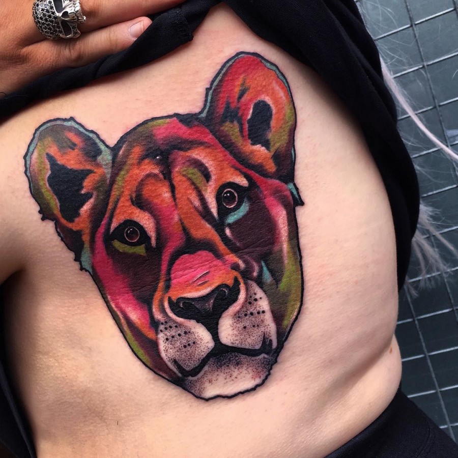 lioness tattoo by littleandytattoo