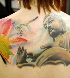 Lotus and Buddha tattoo by Phil Garcia