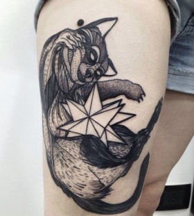 Lovely raccoon tattoo by Michele Zingales