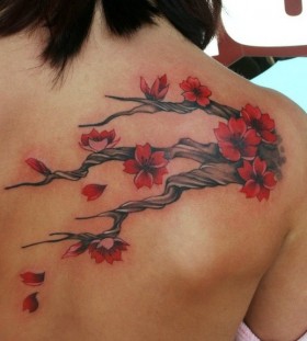 Lovely tree branch back tattoo