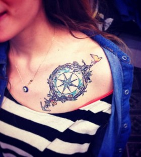 Nice compass and anchor tattoo