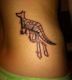 Nice kangaroo side tattoo