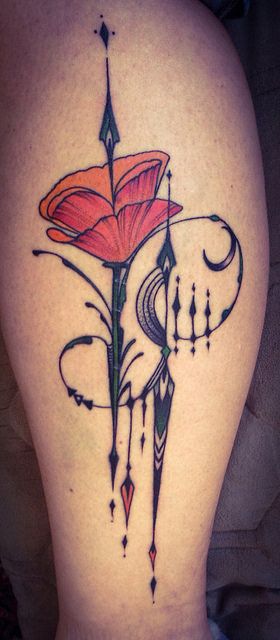 ornamental poppy tattoo