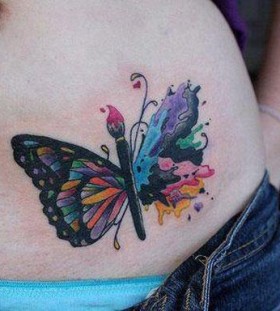 Paint brush butterfly tattoo