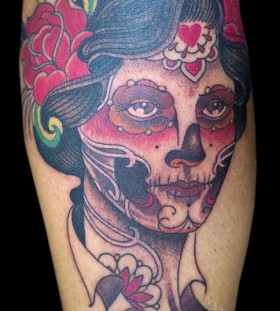 Painted face woman tattoo by Pepe Vicio