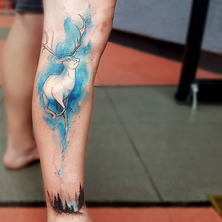 patronus sketch style tattoo by findyoursmile