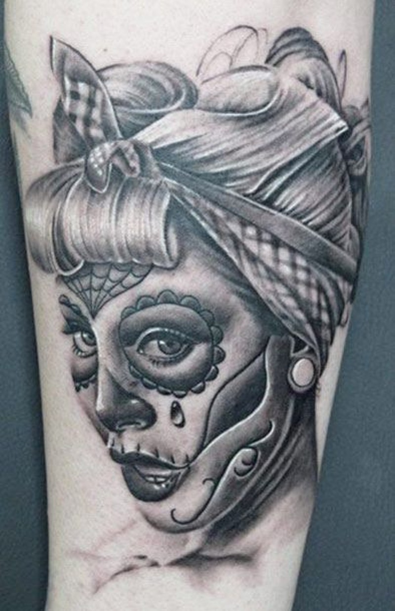 Pin up Santa Muerte tattoo