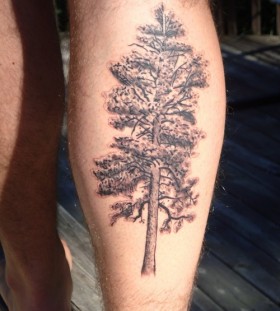 Pine tree leg tattoo