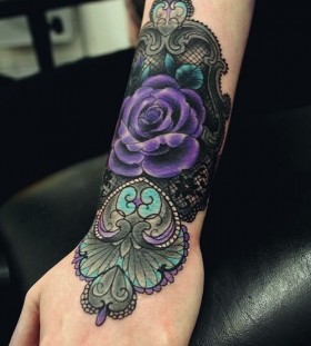 Purple rose lace tattoo