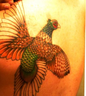 Realistic pheasant tattoo