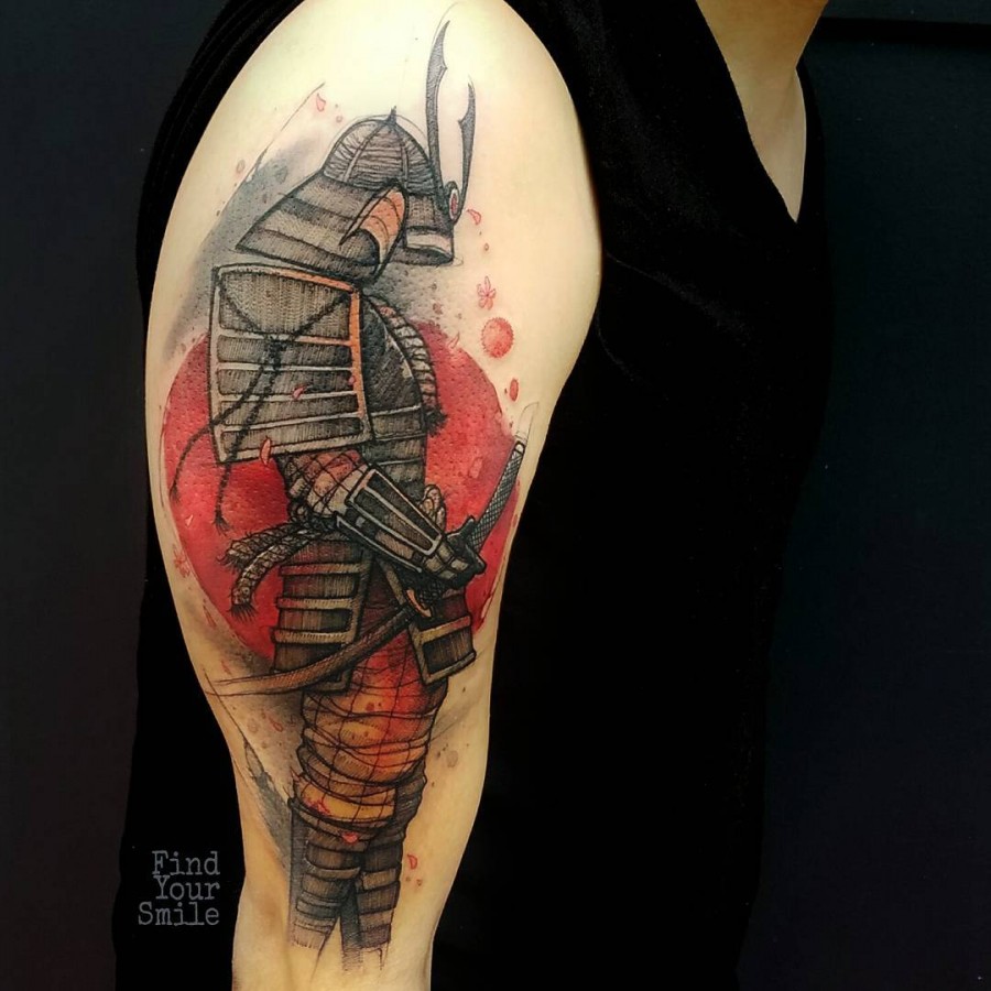 samurai-watercolor-tattoo