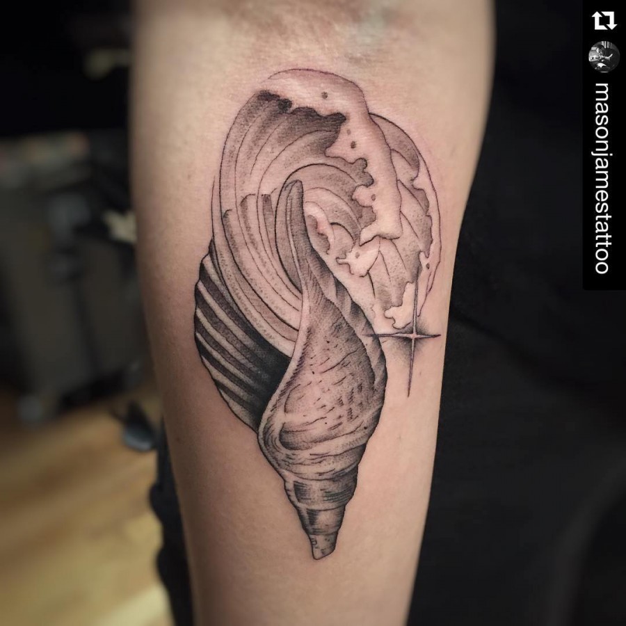 shell tattoo by mason james