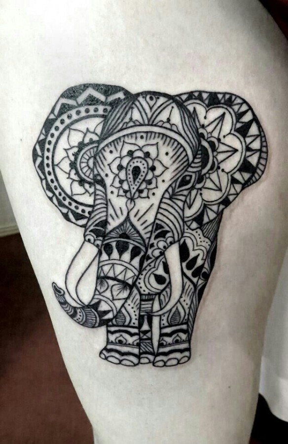 Simple elephant mandala tattoo
