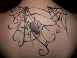 Simple spider web back tattoo