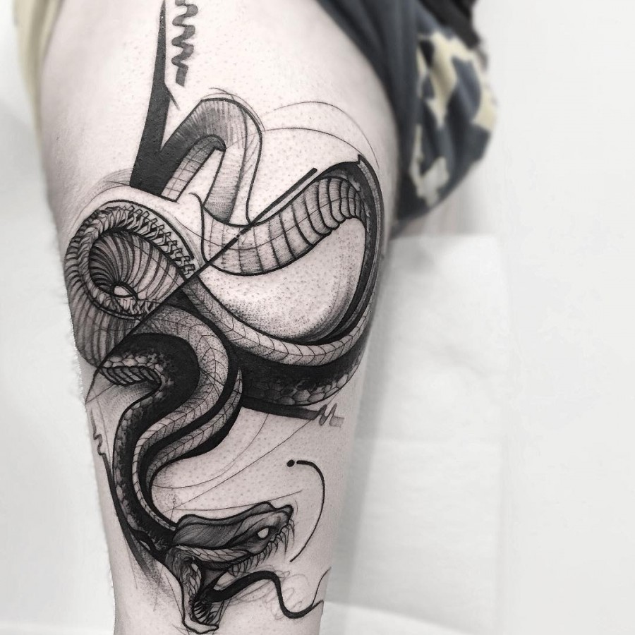 snake sketch style tattoo by frank carrilho