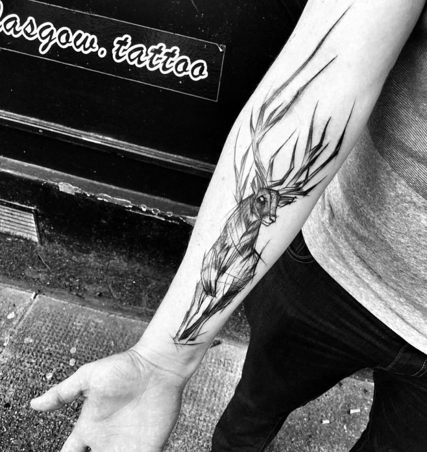 stag tattoo by inez janiak