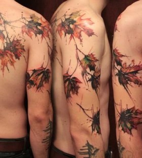 Stunning maple tree leaves tattoo