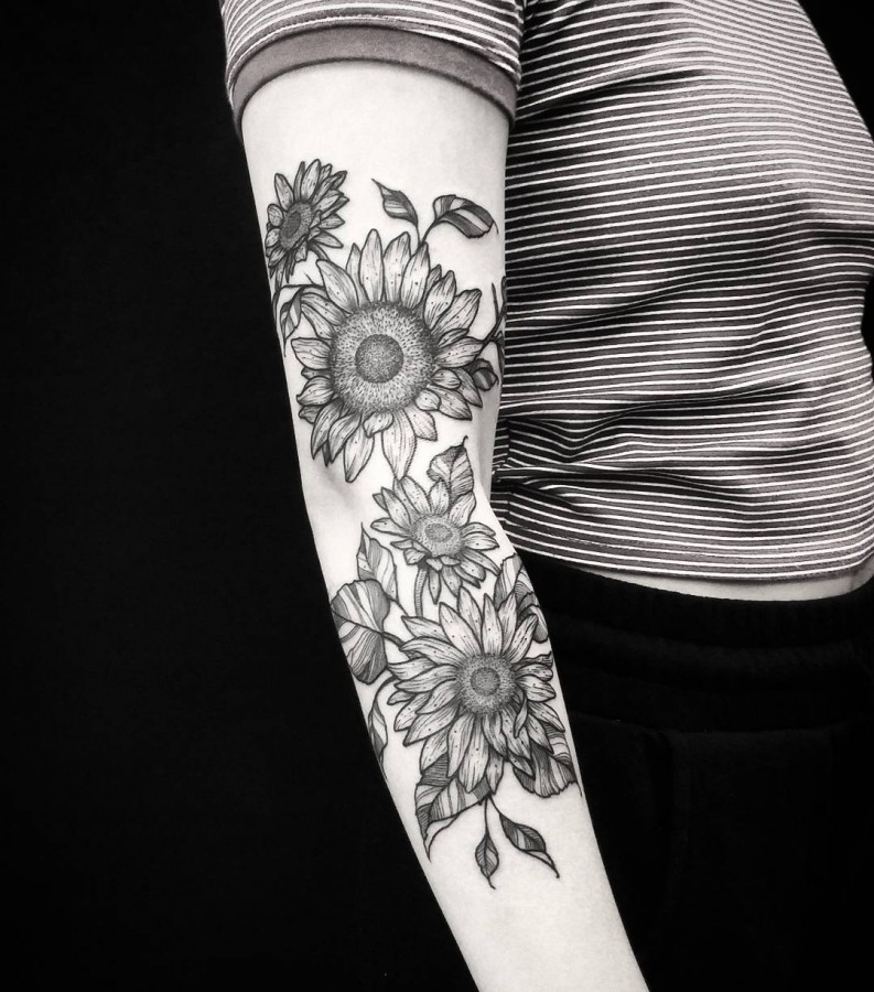 sunflower tattoo by thomasetattoos