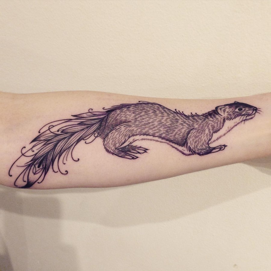 supakitch-bleunoir-ferret-blackwork-tattoo