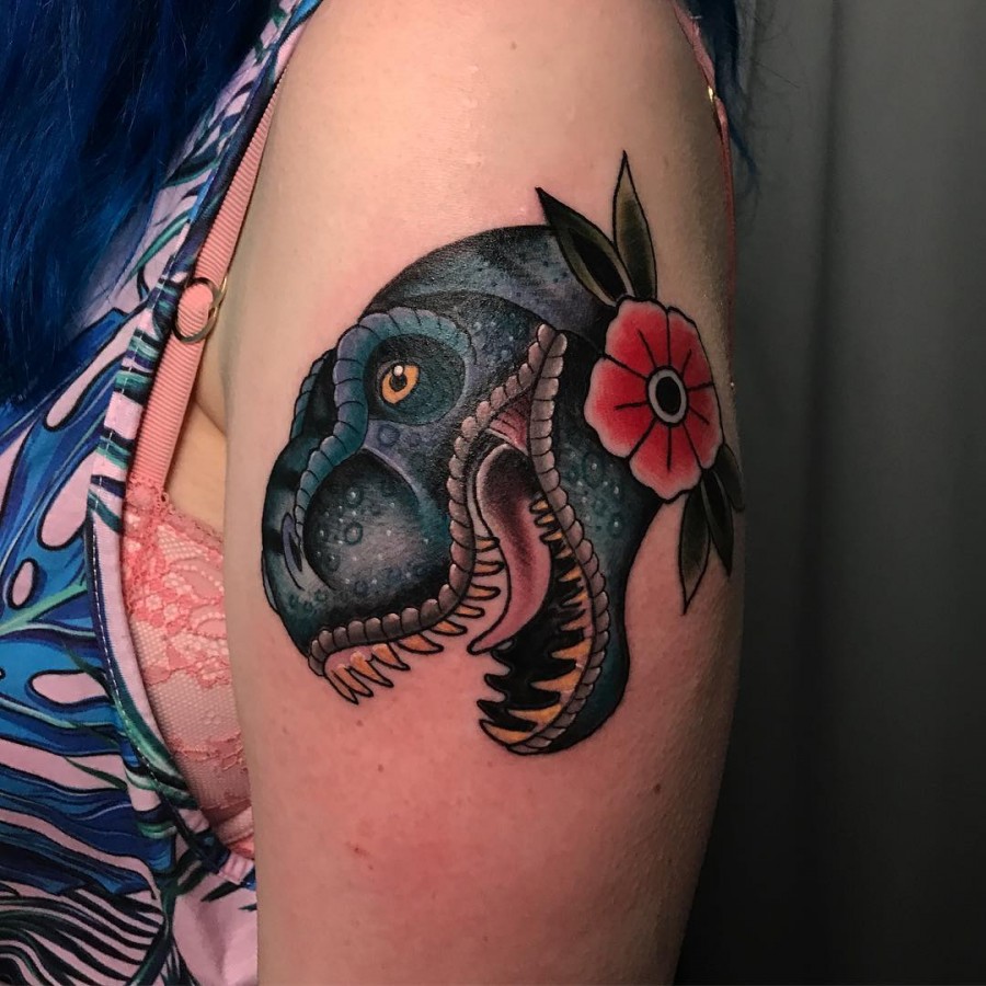 t-rex tattoo by chrisstockings