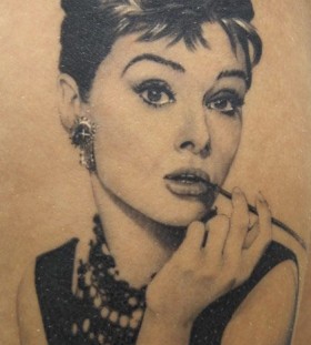 Tattoo of Audrey Hepburn by Xavier Garcia Boix